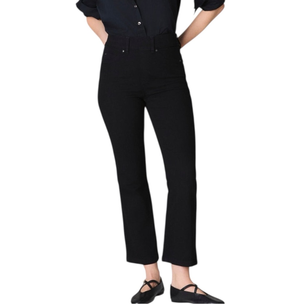 SPANX Black High-Waist Flare Wide-Leg Jeans